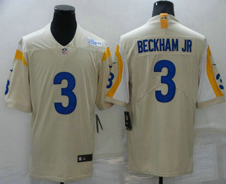 Men's Los Angeles Rams #3 Odell Beckham Jr 2021 Cream Vapor Untouchable Limited Stitched Jersey Nfl