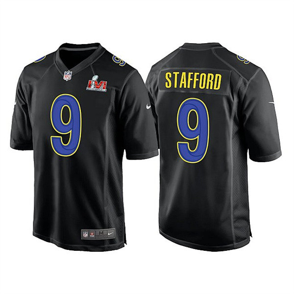 Men's Los Angeles Rams #9 Matthew Stafford 2022 Black Super Bowl LVI Game Stitched Jersey Nfl