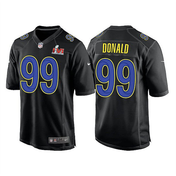 Men's Los Angeles Rams #99 Aaron Donald 2022 Black Super Bowl LVI Game Stitched Jersey Nfl