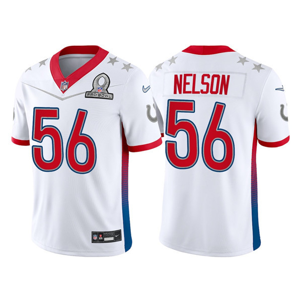 Men's Indianapolis Colts #56 Quenton Nelson 2022 White AFC Pro Bowl Stitched Jersey Nfl