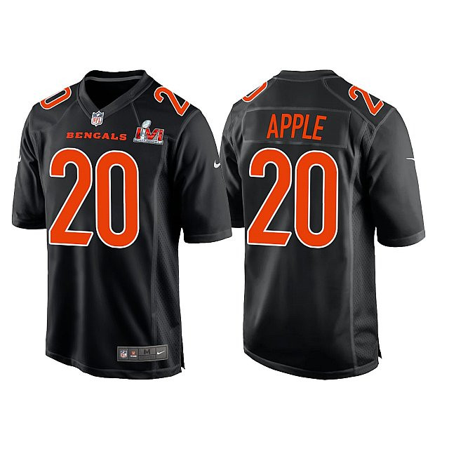 Men's Cincinnati Bengals #20 Eli Apple 2022 Black Super Bowl LVI Game Stitched Jersey Nfl
