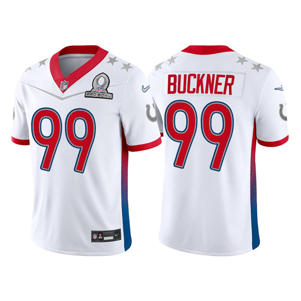 Men's Indianapolis Colts #99 Deforest Buckner 2022 White AFC Pro Bowl Stitched Jersey Nfl