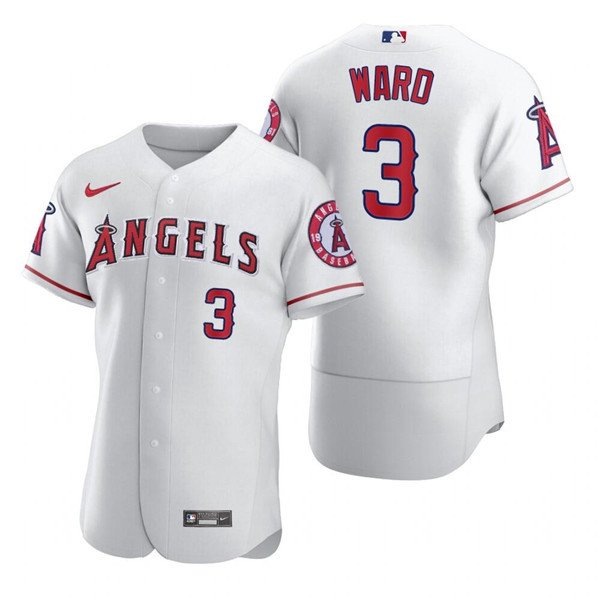 Men's Los Angeles Angels #3 Waylor Ward White Flex Base Stitched Jersey Mlb