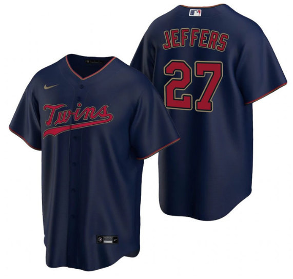 Men's Minnesota Twins #27 Ryan Jeffers Navy Cool Base Stitched Jersey Mlb