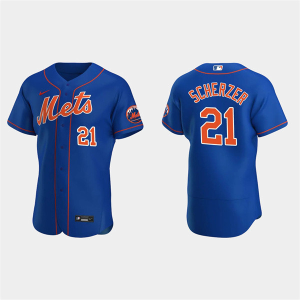 Men's New York Mets #21 Max Scherzer Royal Flex Base Stitched Jersey Mlb