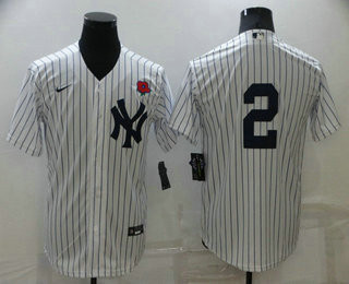 Men's New York Yankees #2 Derek Jeter NEW White No Name Stitched MLB Nike Cool Base Throwback Jersey Mlb