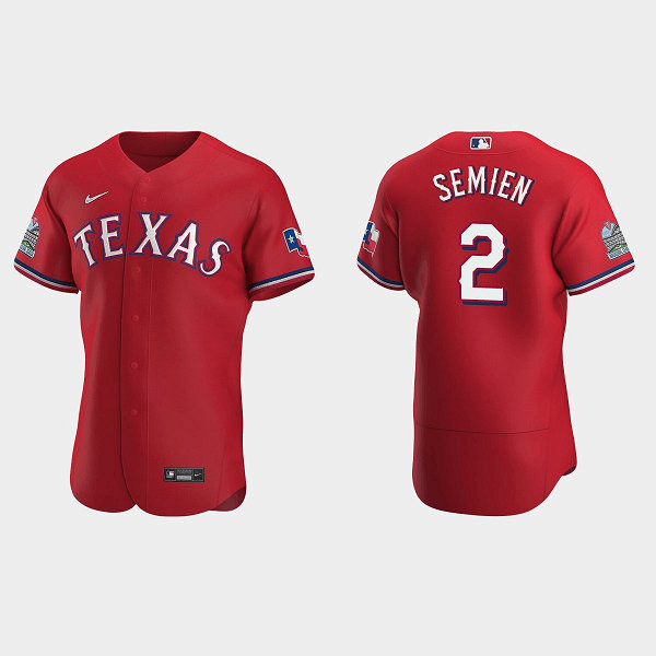 Men's Texas Rangers #2 Marcus Semien Red Flex Base Stitched Jersey Mlb