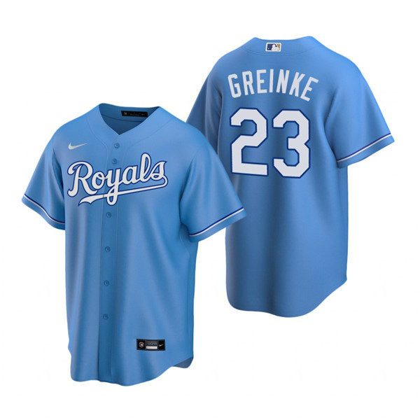 Men's Kansas City Royals #23 Zack Greinke Light Blue Cool Base Stitched Jersey Mlb