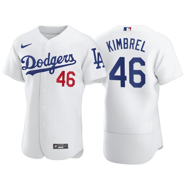 Men's Los Angeles Dodgers #46 Craig Kimbrel White Flex Base Stitched Jersey Mlb