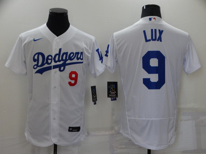 Men's Los Angeles Dodgers #9 Gavin Lux White Stitched MLB Flex Base Nike Jersey Mlb