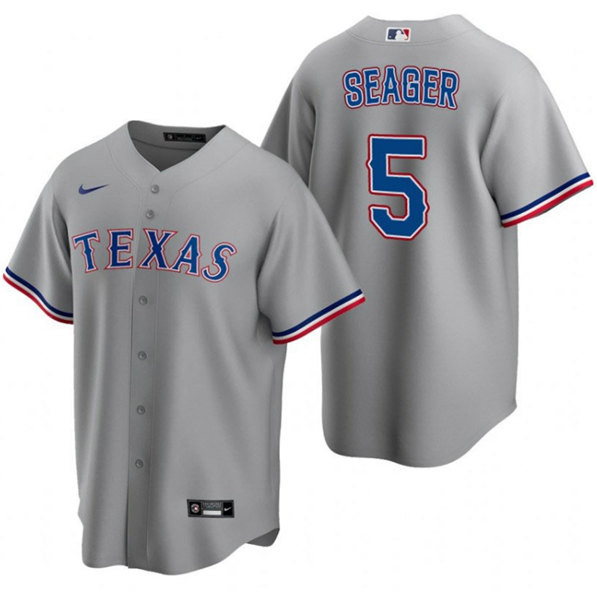 Men's Texas Rangers #5 Corey Seager Gray Cool Base Stitched Baseball Jersey Mlb