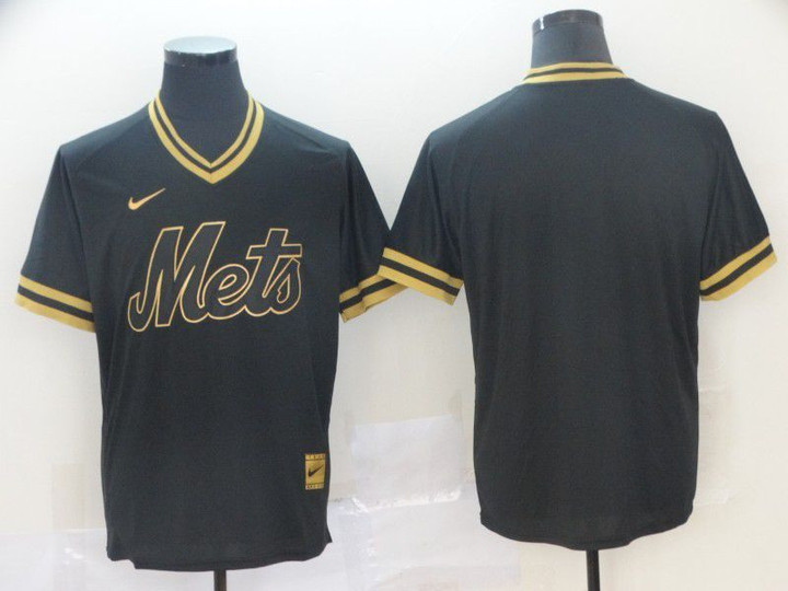 Men New York Mets Blank Black Gold Game Nike 2022 MLB Jersey Mlb