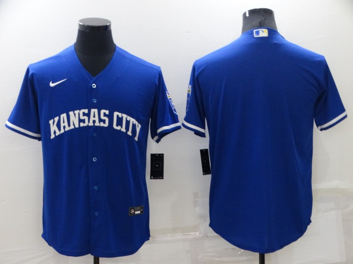 Men's Kansas City Royals Blank Blue 2022 City Connect Cool Base Stitched Jersey Mlb