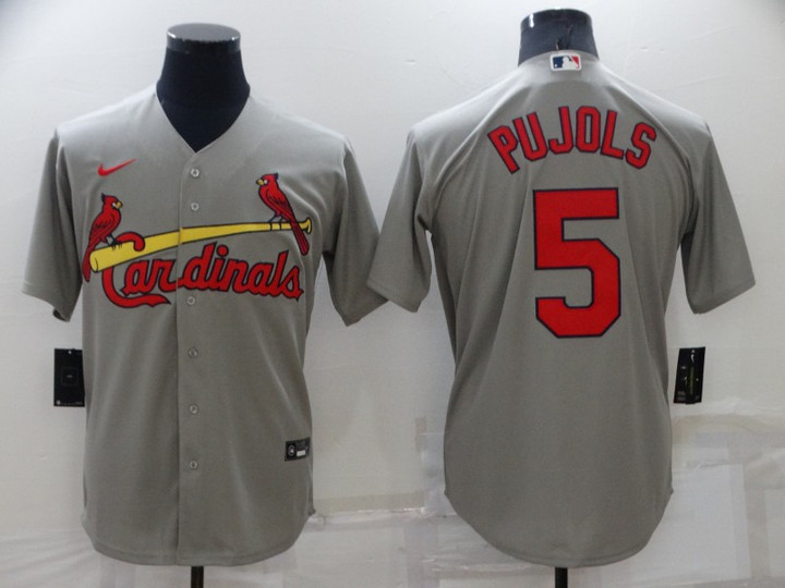 Men's St Louis Cardinals #5 Albert Pujols Grey Stitched MLB Cool Base Nike Jersey Mlb