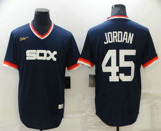 Men's Chicago White Sox #45 Michael Jordan Navy Blue Cooperstown Collection Cool Base Stitched Nike Jersey Mlb