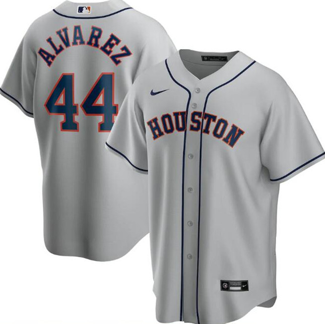 Men's Houston Astros Grey #44 Yordan Alvarez Cool Base Stitched MLB Jersey Mlb