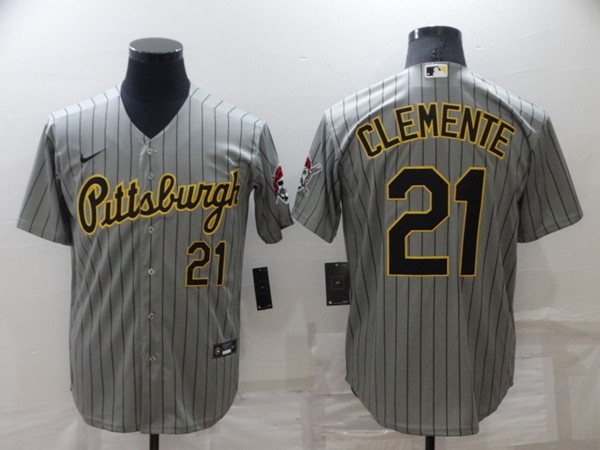 Men's Pittsburgh Pirates #21 Roberto Clemente Dark Grey Cool Base Stitched Jersey Mlb