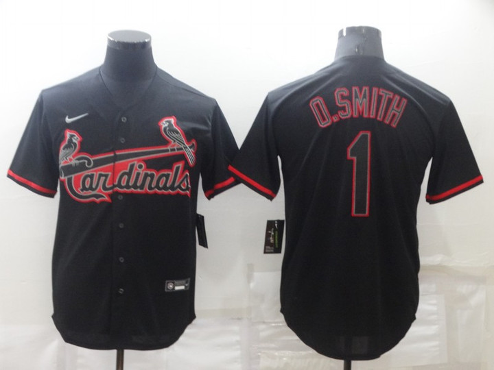 Men's St Louis Cardinals #1 Ozzie Smith Lights Out Black Fashion Stitched MLB Cool Base Nike Jersey Mlb