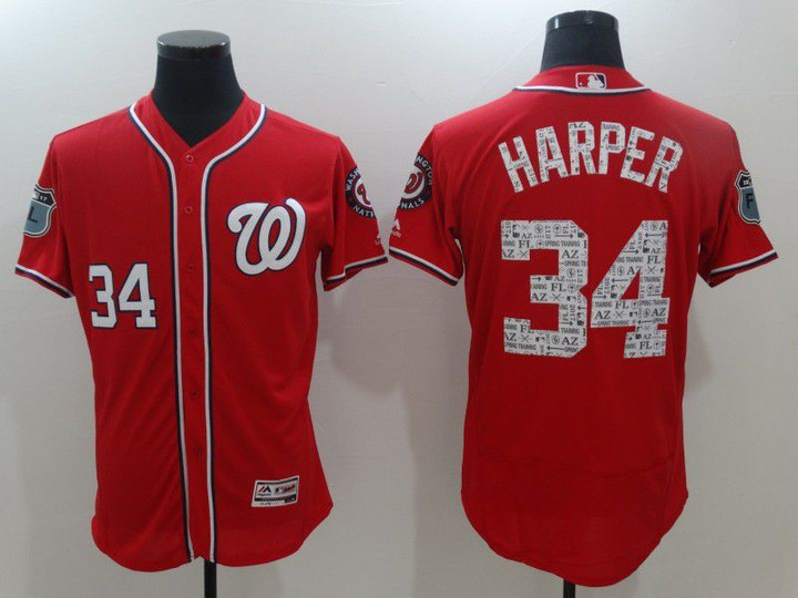 Men Washington Nationals #34 Harper Red Spring Edition Elite 2022 MLB Jersey Mlb