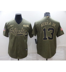 Men's Atlanta Braves #13 Ronald Acuna Jr. Salute To Service Stitched Baseball Jersey Mlb