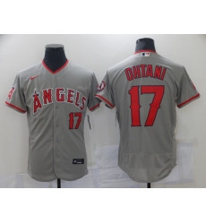 Men's Los Angeles Angels Of Anaheim #17 Shohei Ohtani Grey Road Flex Base Authentic Collection Jersey Mlb
