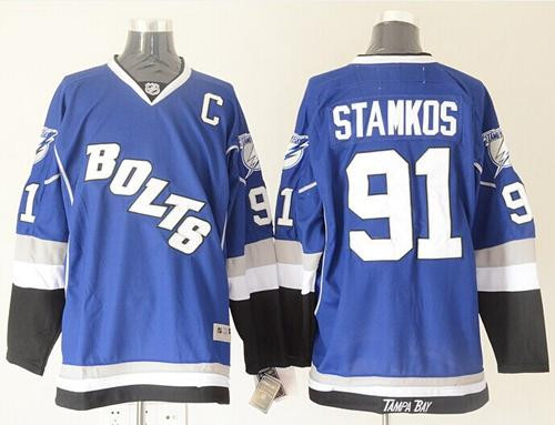 Men's Tampa Bay Lightning #91 Steven Stamkos Blue Third Stitched NHL Jersey Nhl
