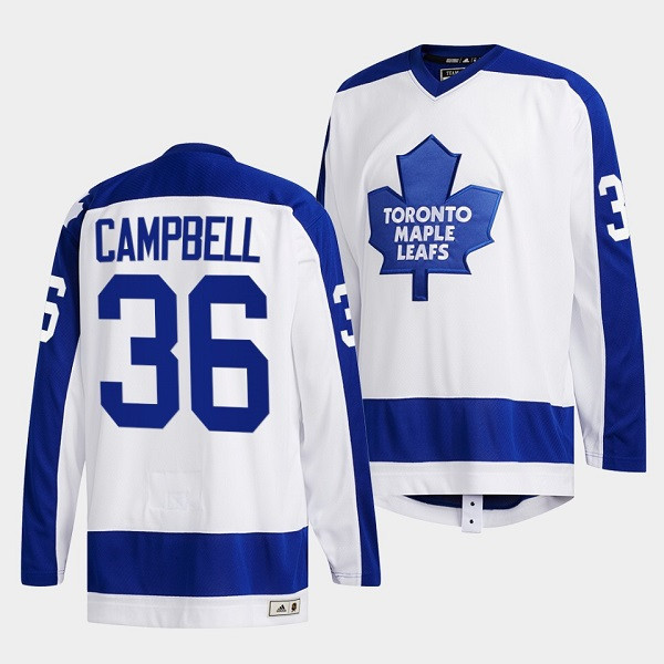 Men's Toronto Maple Leafs #36 Jack Campbell White Classics Primary Logo Stitched Jersey Nhl