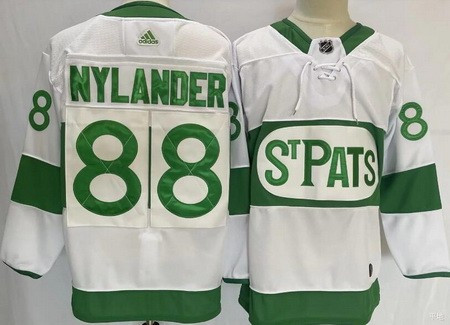 Men's Toronto Maple Leafs #88 William Nylander White 2019 St Pats Stitched Jersey Nhl