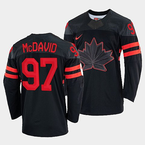 Men's Connor Mcdavid Canada Hockey Black 2022 Beijing Winter Olympic #97 Alternate Rrplica Jersey Nhl