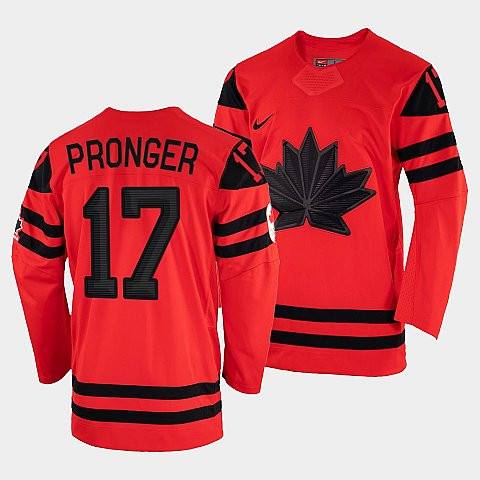 Men's Canada Hockey Chris Pronger Red 2022 Winter Olympic #17 Gold Winner Jersey Nhl