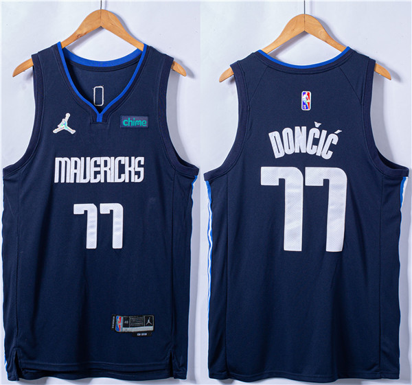 Men's Dallas Mavericks #77 Luka Doncic 75Th Anniversary Navy Stitched Basketball Jersey Nba