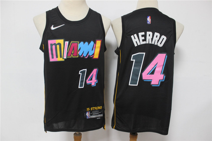 Men's Miami Heat #14 Tyler Herro Black Diamond 2022 City Edition Swingman Stitched Jersey Nba