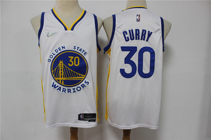 Men's Golden State Warriors #30 Stephen Curry White 75Th Anniversary Diamond 2021 Stitched Jersey Nba
