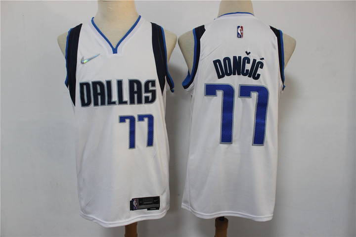 Men's Dallas Mavericks #77 Luka Doncic 75Th Anniversary Diamond White 2021 Stitched Jersey Nba