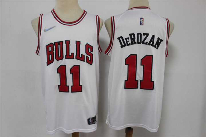 Men's Chicago Bulls #11 Demar Derozan White Nike 75Th Anniversary Diamond 2021 Stitched Jersey Nba