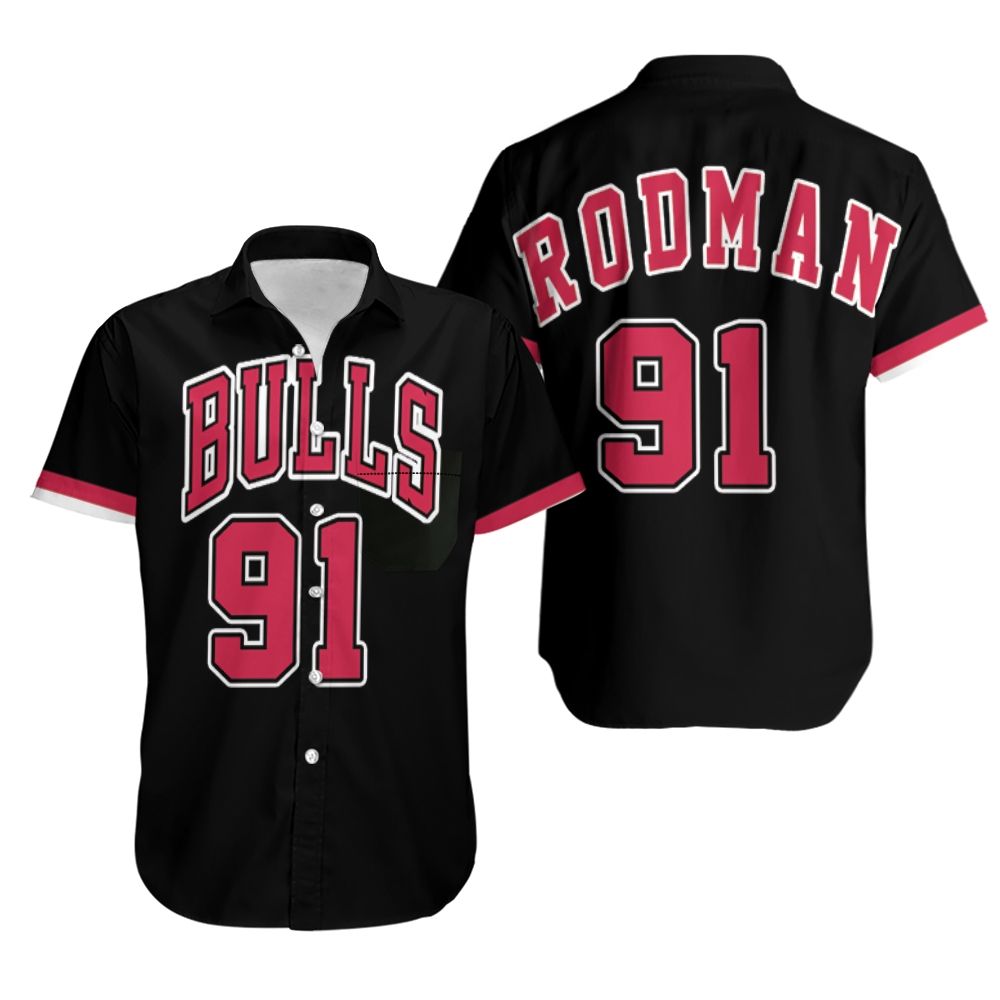 HOT Dennis Rodman 91 Chicago Bulls 1995-96 Hawaiian Shirt2