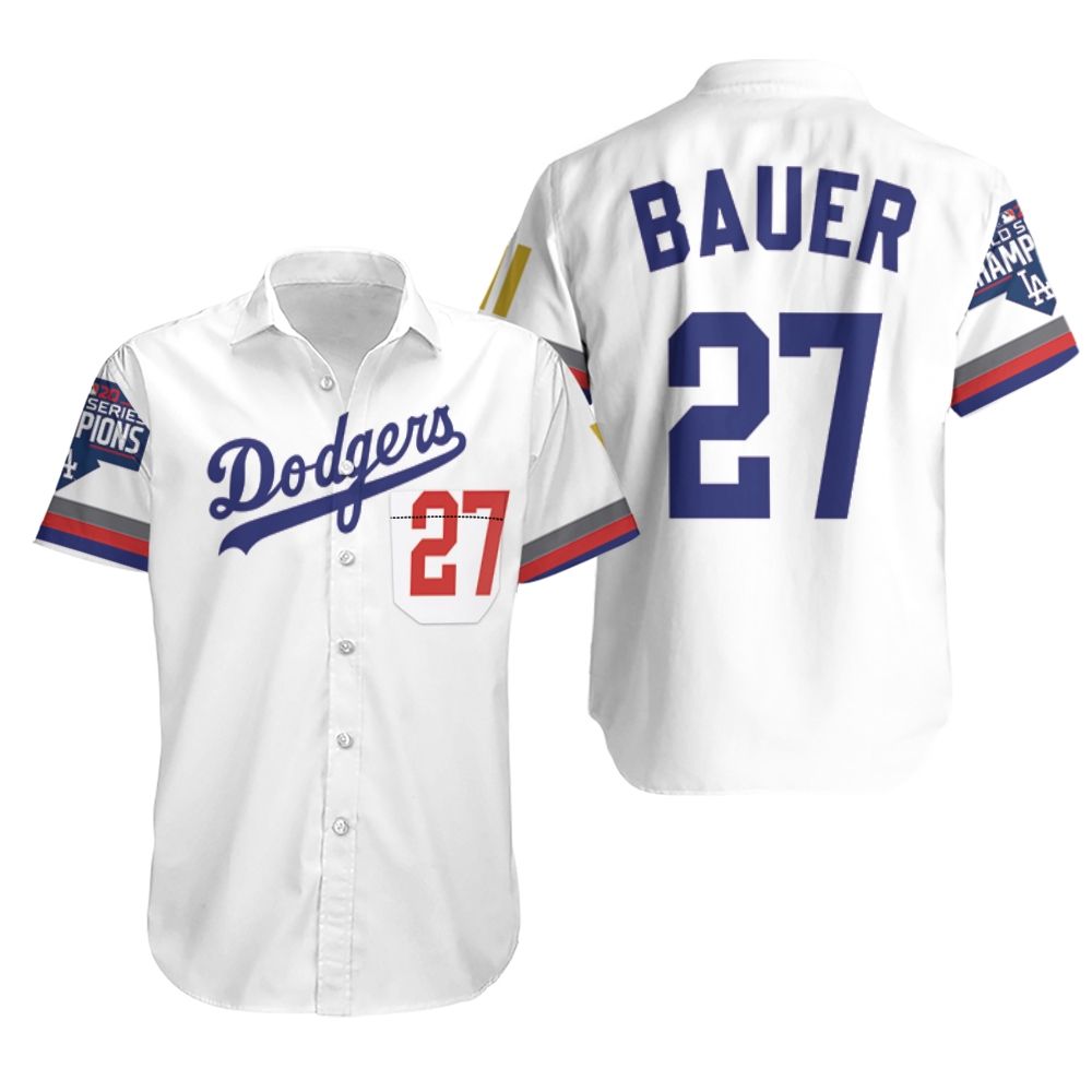 HOT Los Angeles Dodgers Bauer 27 2020 Championship Hawaiian Shirt1