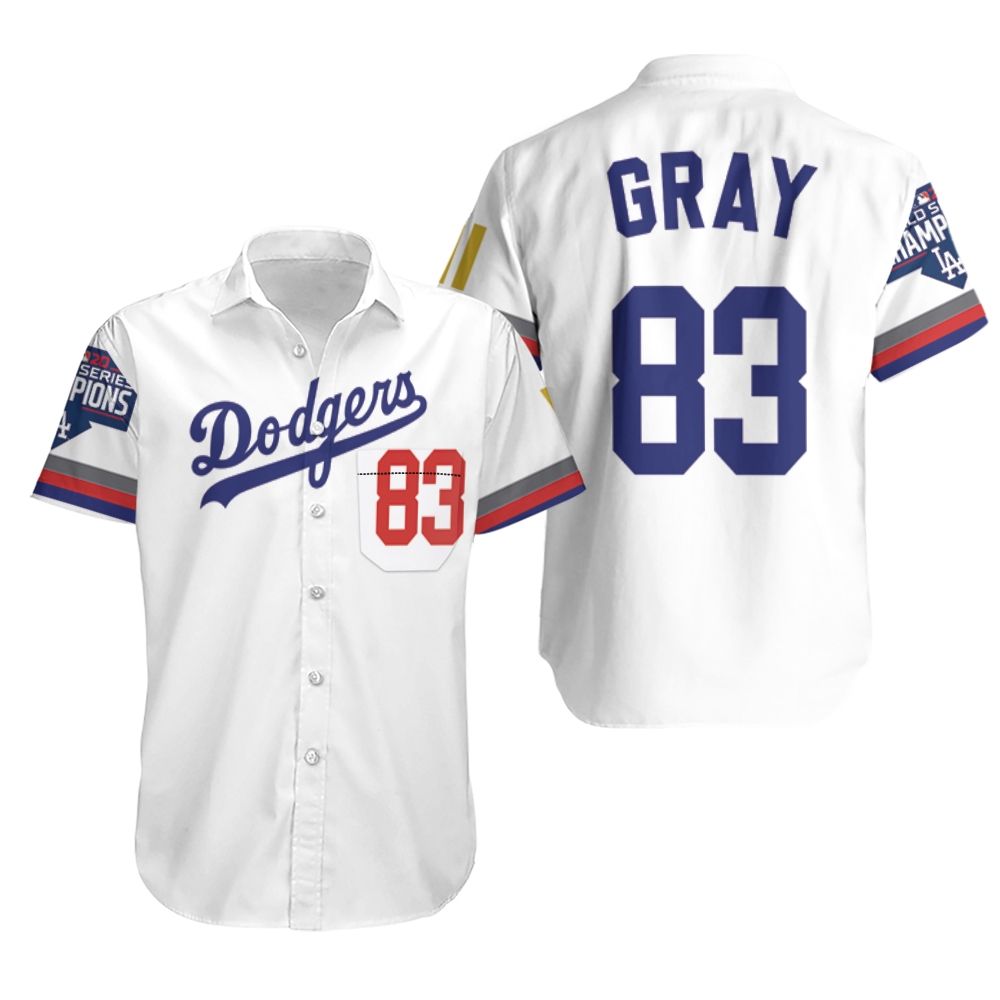 HOT Los Angeles Dodgers Gray 83 2020 Championship Hawaiian Shirt1