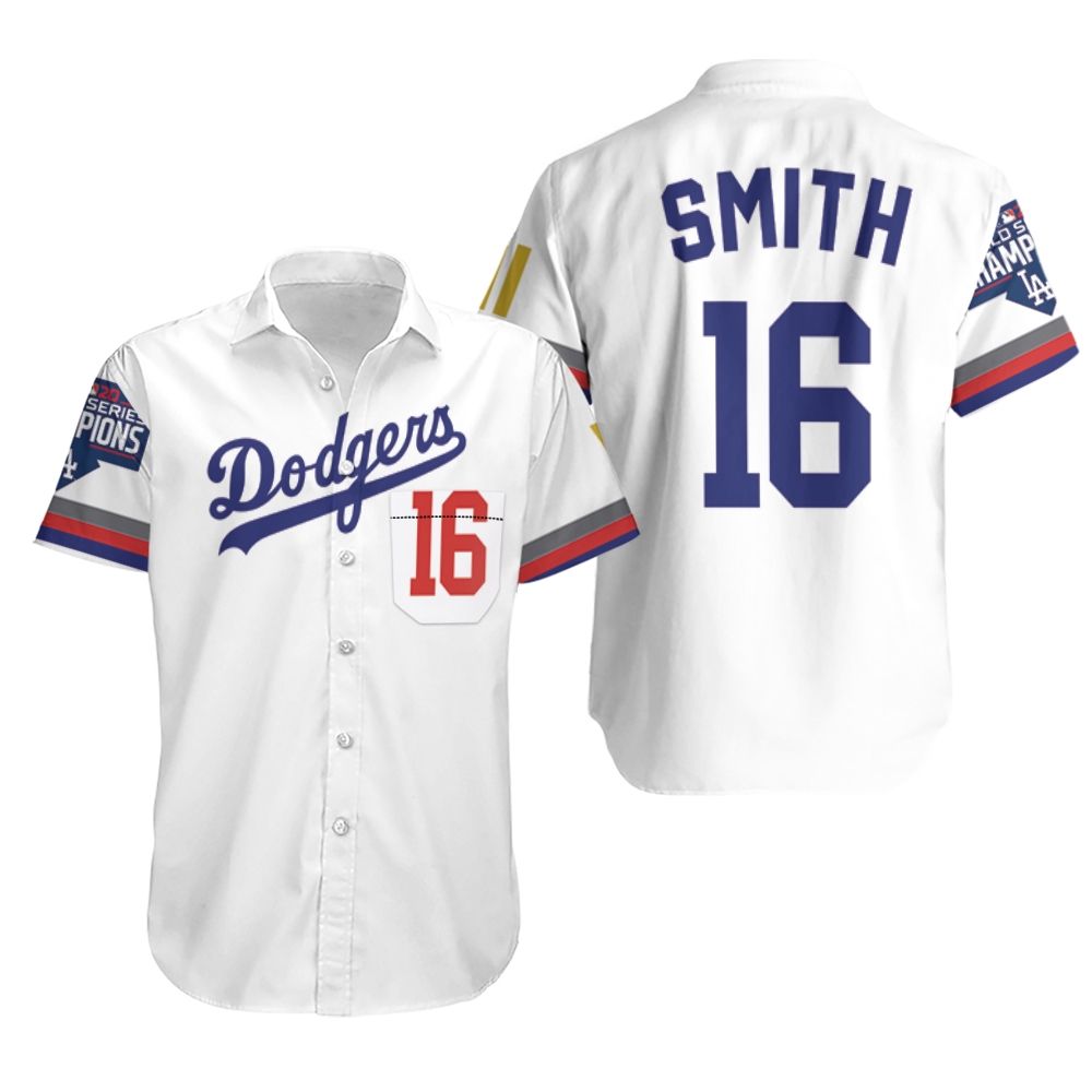 HOT Los Angeles Dodgers Smith 16 2020 Championship Hawaiian Shirt2