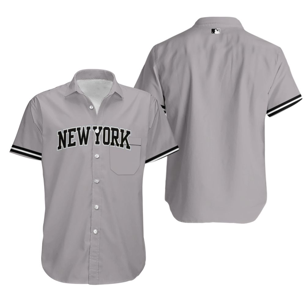 BEST MLB New York Yankees Road Flex Base Collection Gray 3D Aloha Shirt1