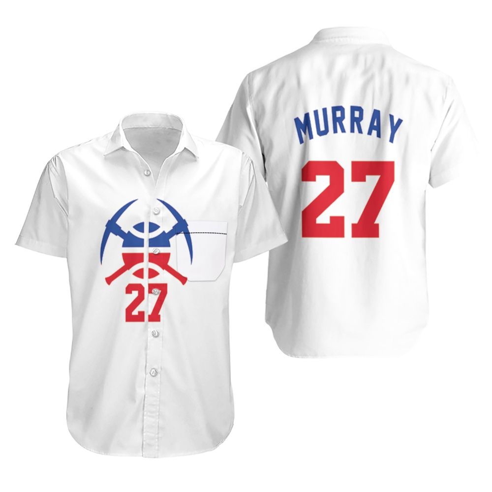 HOT Nuggets Jamal Murray 2020-21 Earned White NBA Tropical Shirt1