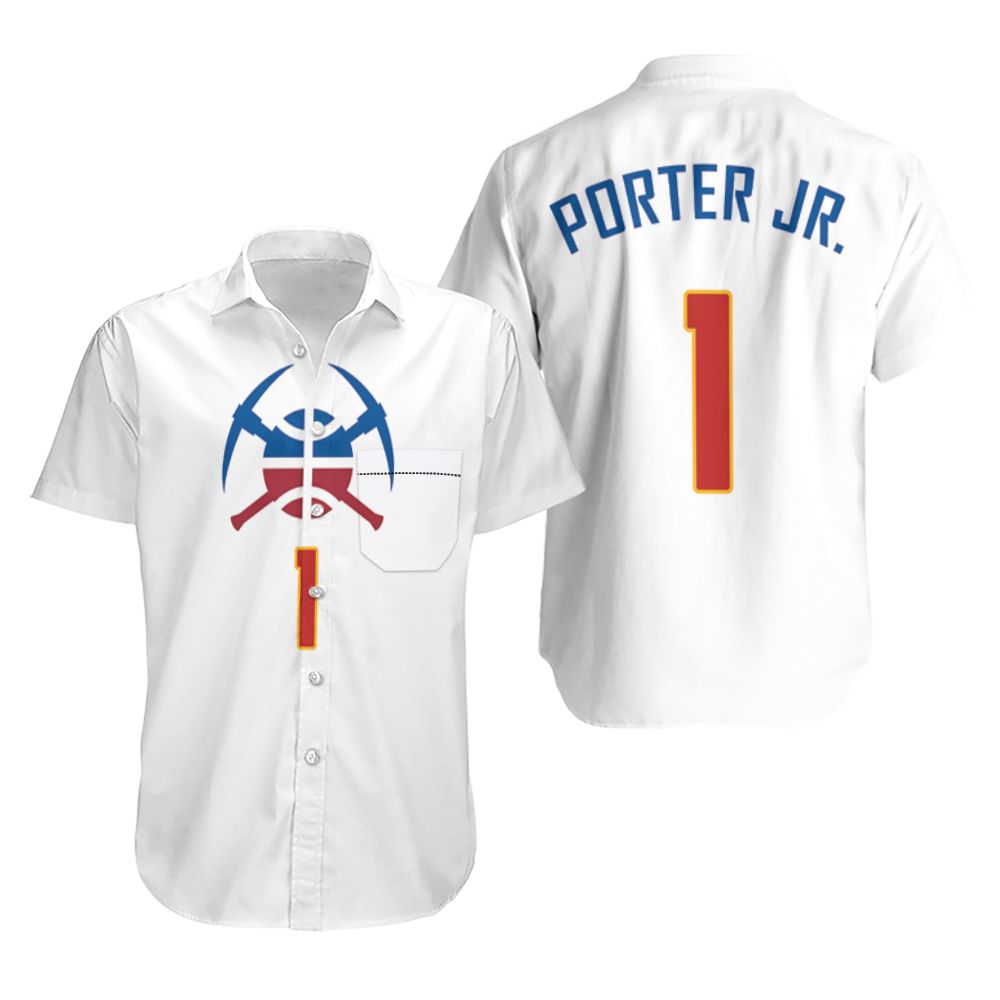 HOT Nuggets Michael Porter Jr 1 2020-21 Earned White NBA Tropical Shirt1