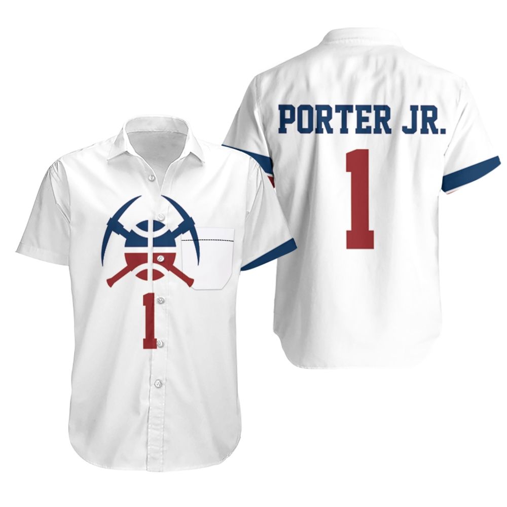 HOT Nuggets Michael Porter Jr 2020-21 Earned White NBA Tropical Shirt2