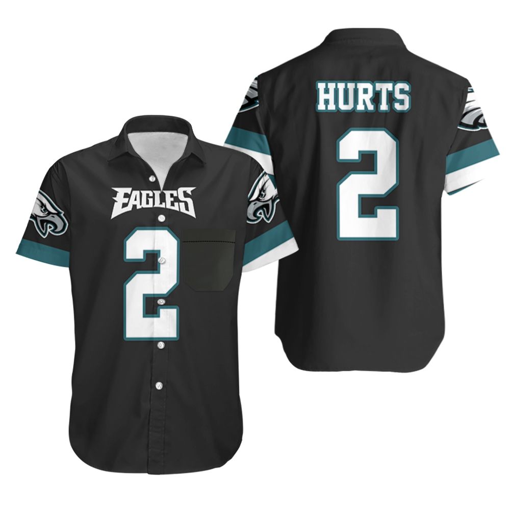 BEST NFL Philadelphia Eagles Jalen Hurts 2 Black 3D Aloha Shirt1