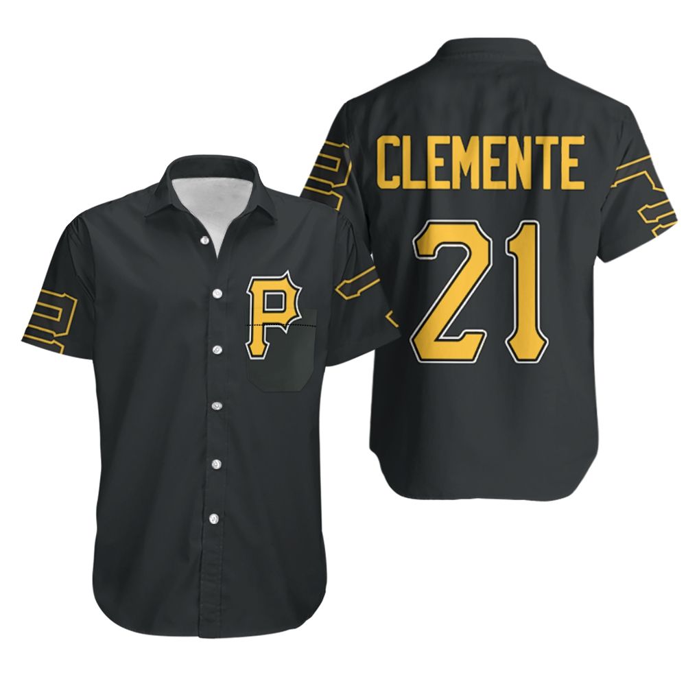 HOT Pittsburgh Pirates Roberto Clemente 21 2020 Black MLB Tropical Shirt2