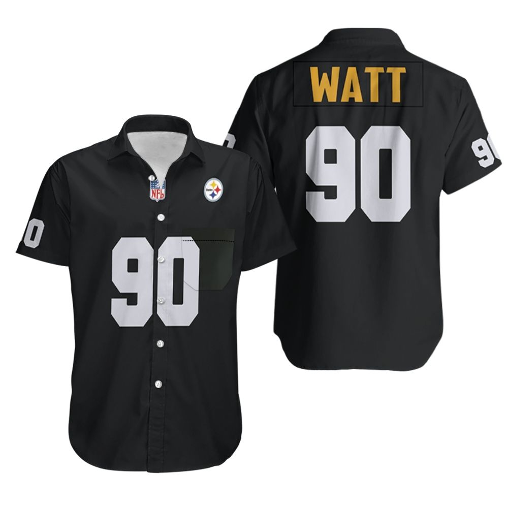 BEST NFL Pittsburgh Steelers T J Watt Black 3D Aloha Shirt2