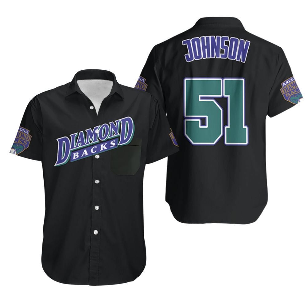 BEST MLB Randy Johnson Arizona Diamondbacks Black 3D Aloha Shirt1
