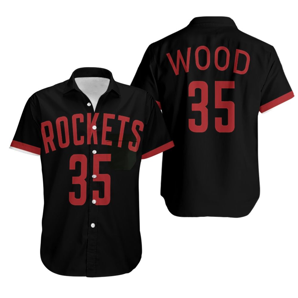 HOT Rockets Christian Wood 2020-21 Earned Black NBA Tropical Shirt1