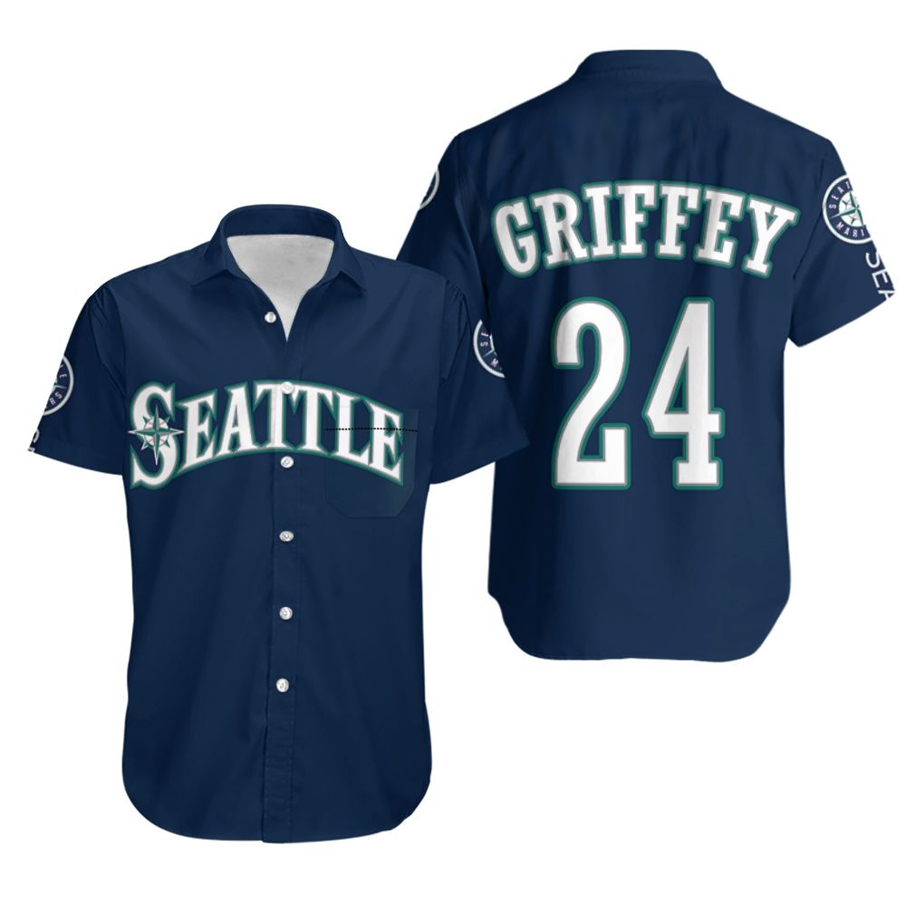 BEST MLB Seattle Mariners 24 Griffey 3D Aloha Shirt1