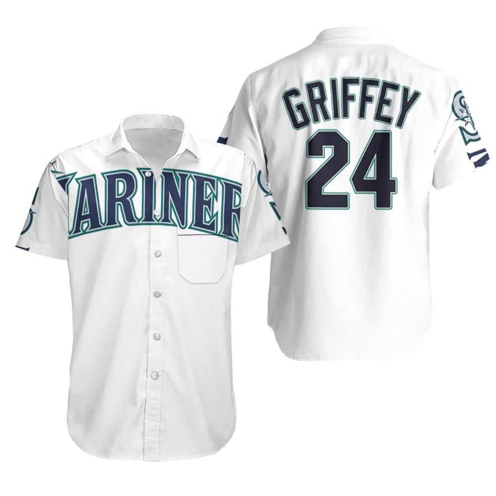 BEST MLB Seattle Mariners Ken Griffey Jr 24 2020 White 3D Aloha Shirt2
